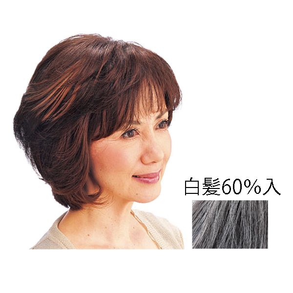 ミニヘアピース(2個入) 白髪60%入