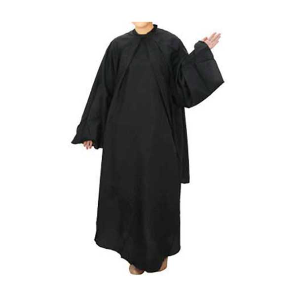 801しわ加工袖付カットクロスロング ブラック