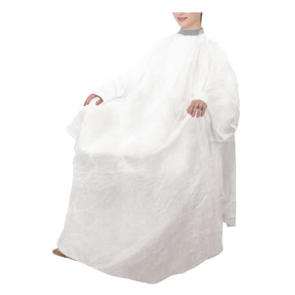 901首にぴったりフィットするシワ加工カットクロス ロング(袖付) ホワイト