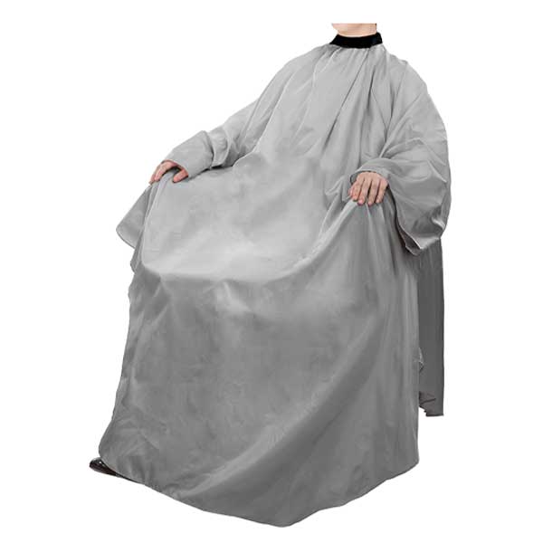 901首にぴったりフィットするシワ加工カットクロス ロング(袖付) グレー