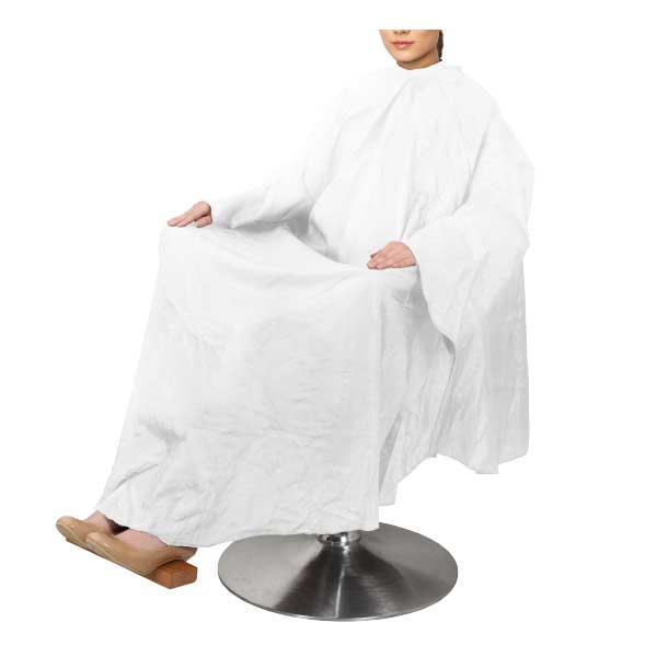 801しわ加工袖付カットクロスロング ホワイト