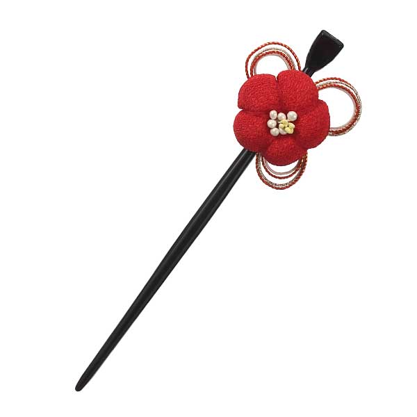 赤梅と水引のかんざし