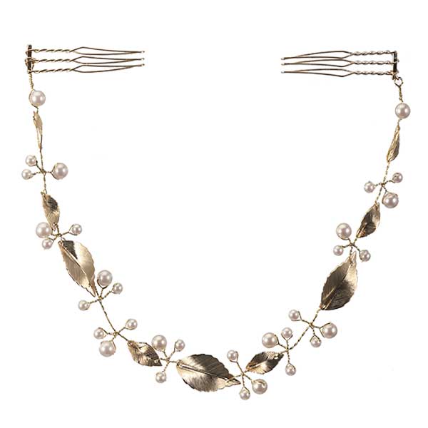 パールとリーフのボタニックヘッドドレス ゴールド