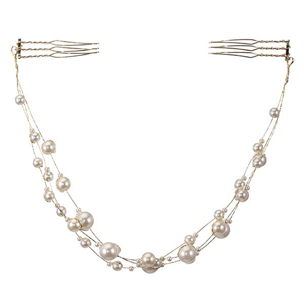 大小パールの華やかヘッドドレス ゴールド