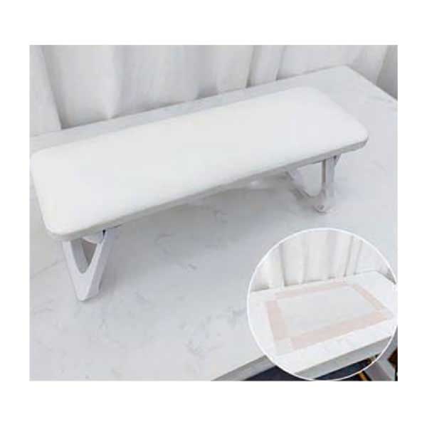 折りたたみアームレスト クッションマット付 四角型 ホワイト