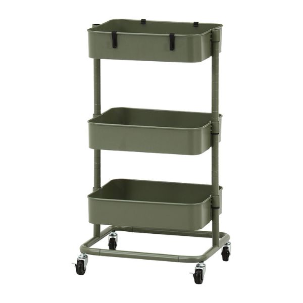 高さが調節できるワゴンマルシェ　モスグリーン