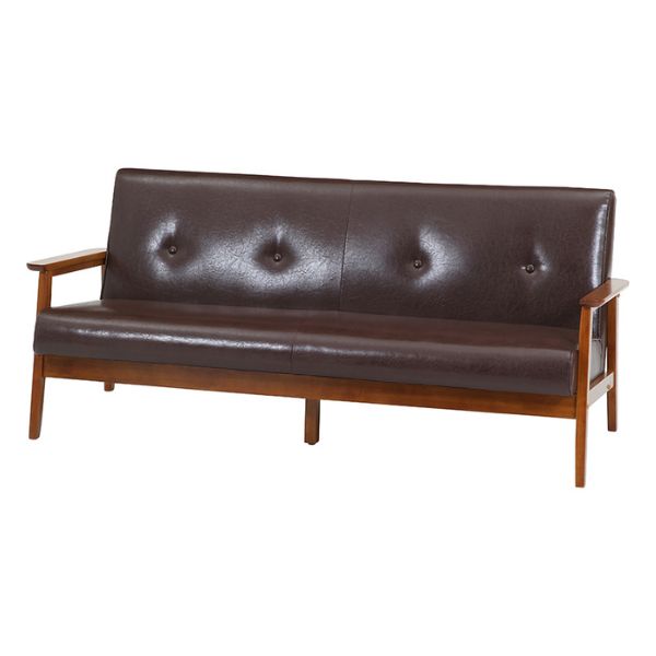 バイキャストPUソファ ミート 3P LBR