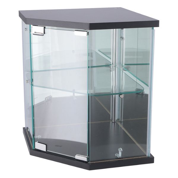 卓上ガラスコレクションケースコーナー BK