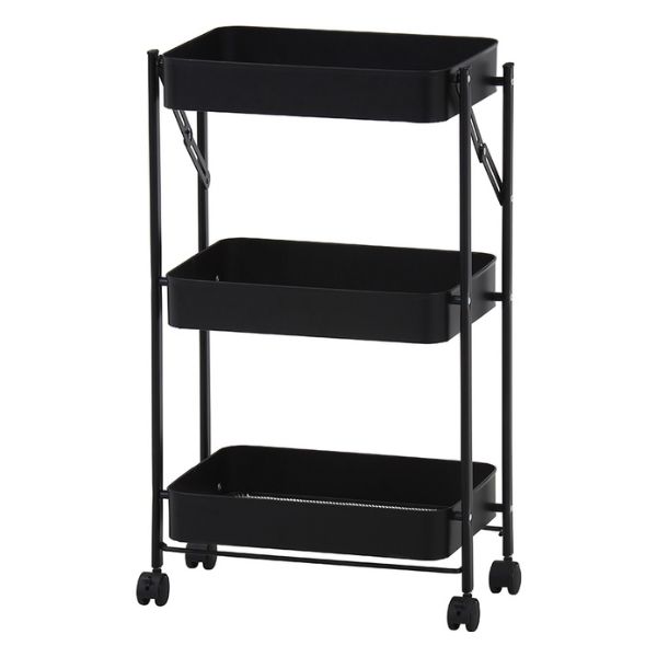 組立て楽な折畳めるワゴンスパークブラック