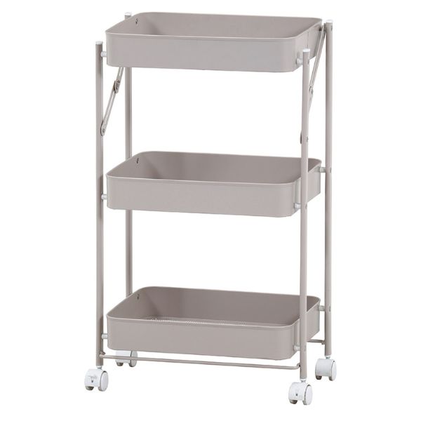 組立て楽な折畳めるワゴンスパークグレージュ