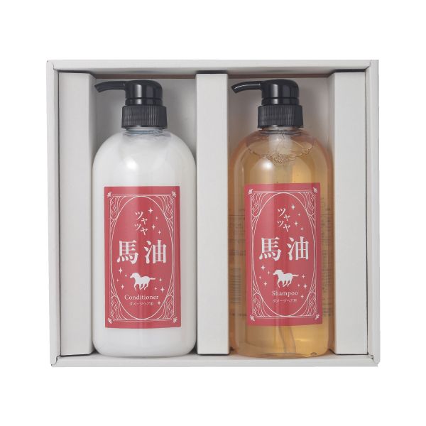 ツヤツヤ馬油 シャンプー&コンディショナーセット（包装費用は別途300円いただきます）