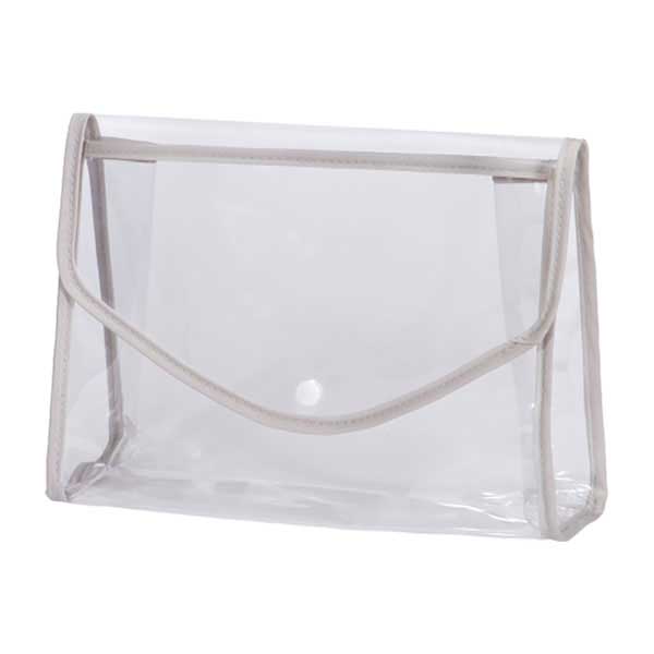 スナップボタン付きクリアポーチ