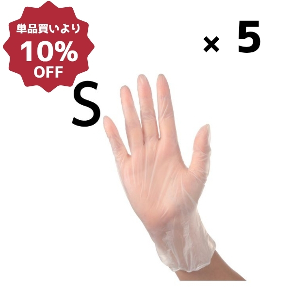 クリア手袋ノンパウダー(100枚入) クリア S 5箱セット