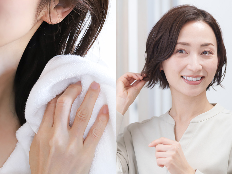 女性のアウトバスケアの様子