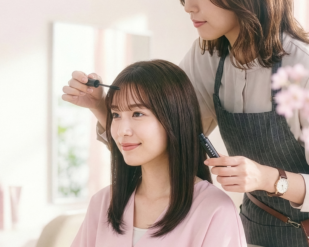 美容師が女性のお客様に使用するイメージ